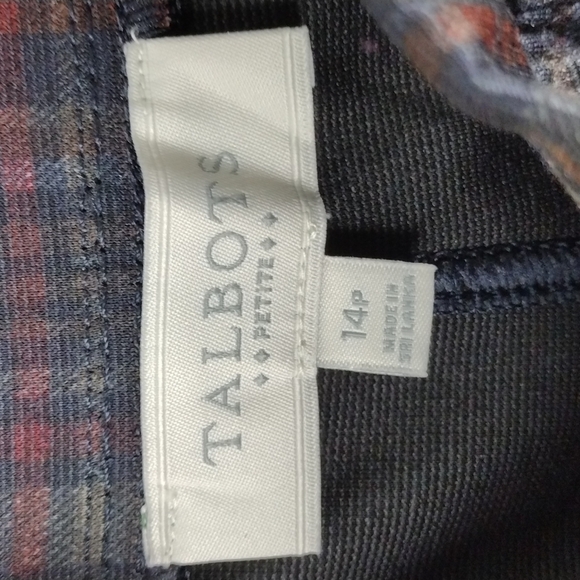 Talbots Petite Black Checkered Plaid High Rise Pull On Straight Leg Ankle Pant - Picture 4 of 9